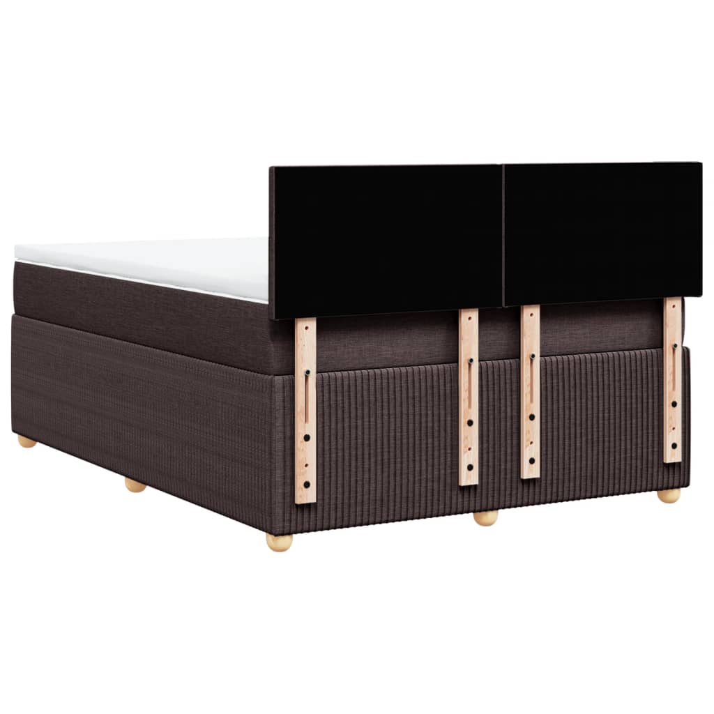 vidaXL Cama box spring con colchón tela marrón oscuro 160x200 cm