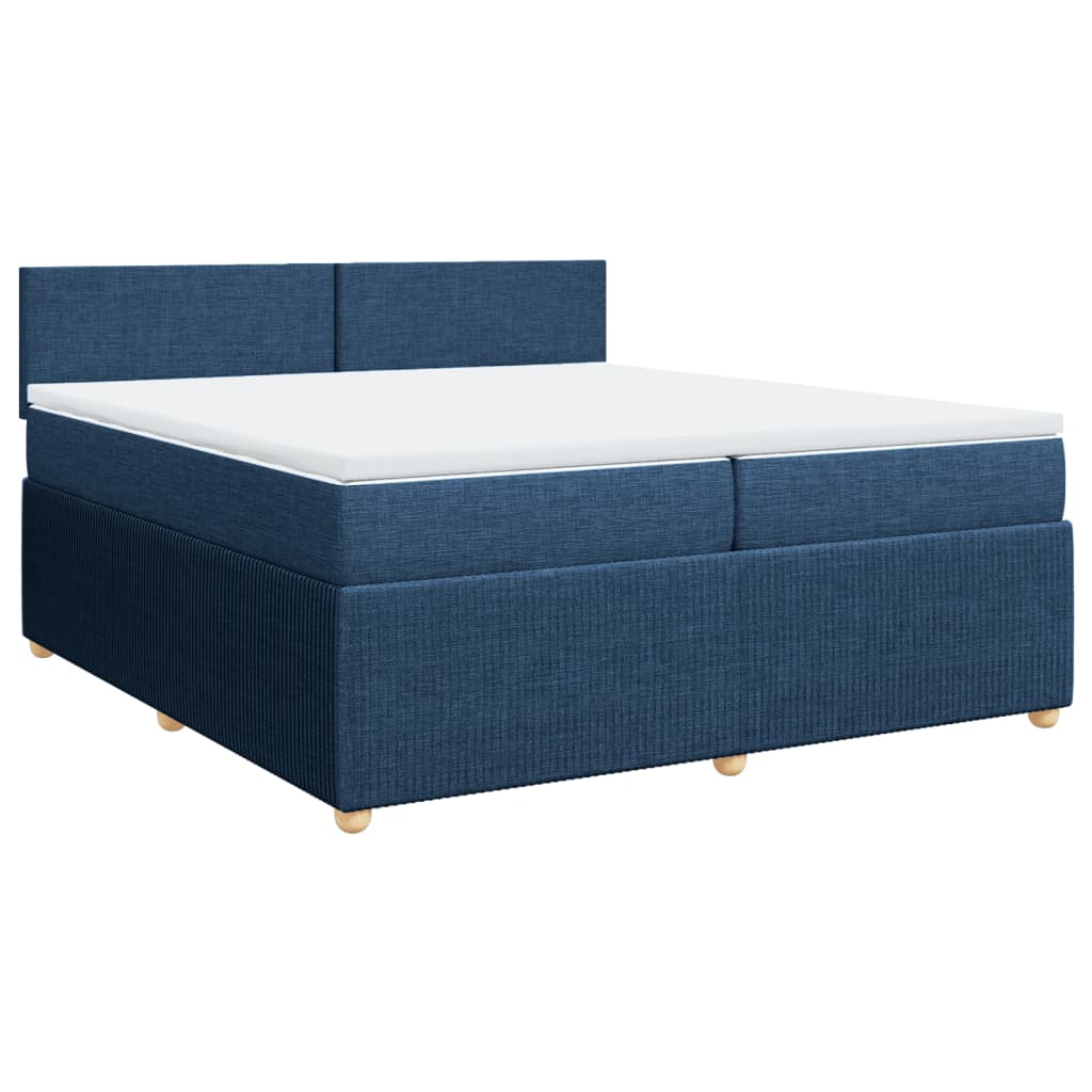 vidaXL Cama box spring con colchón tela azul 200x200 cm