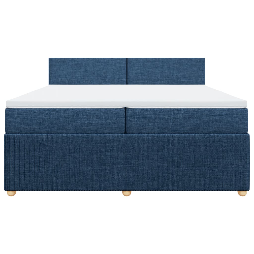 vidaXL Cama box spring con colchón tela azul 200x200 cm