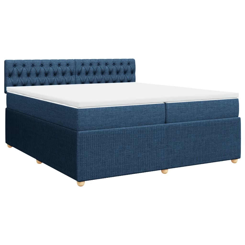 vidaXL Cama box spring con colchón tela azul 200x200 cm