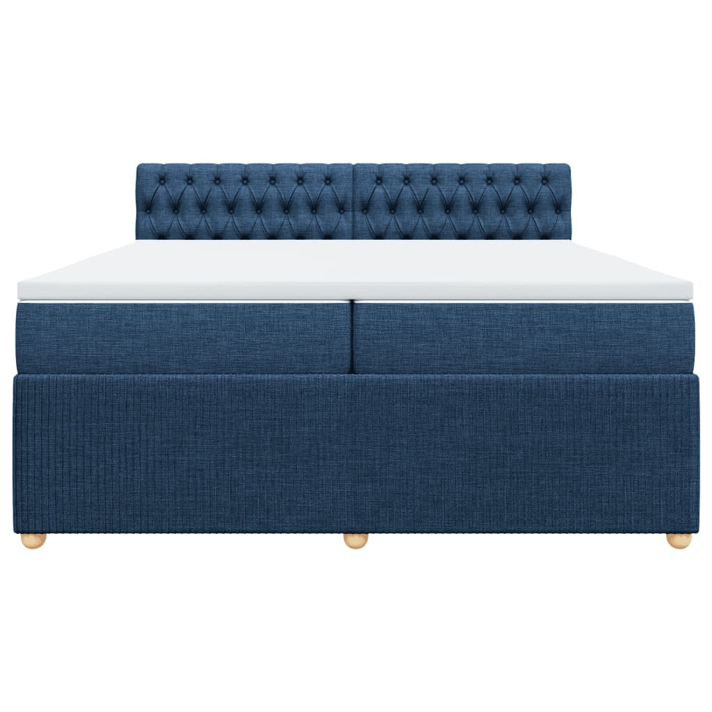 vidaXL Cama box spring con colchón tela azul 200x200 cm