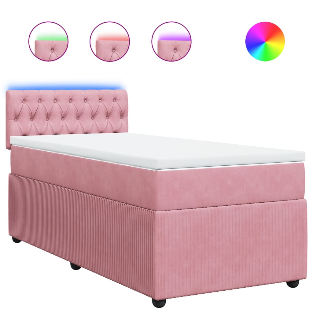 vidaXL Cama box spring con colchón terciopelo rosa 80x200 cm