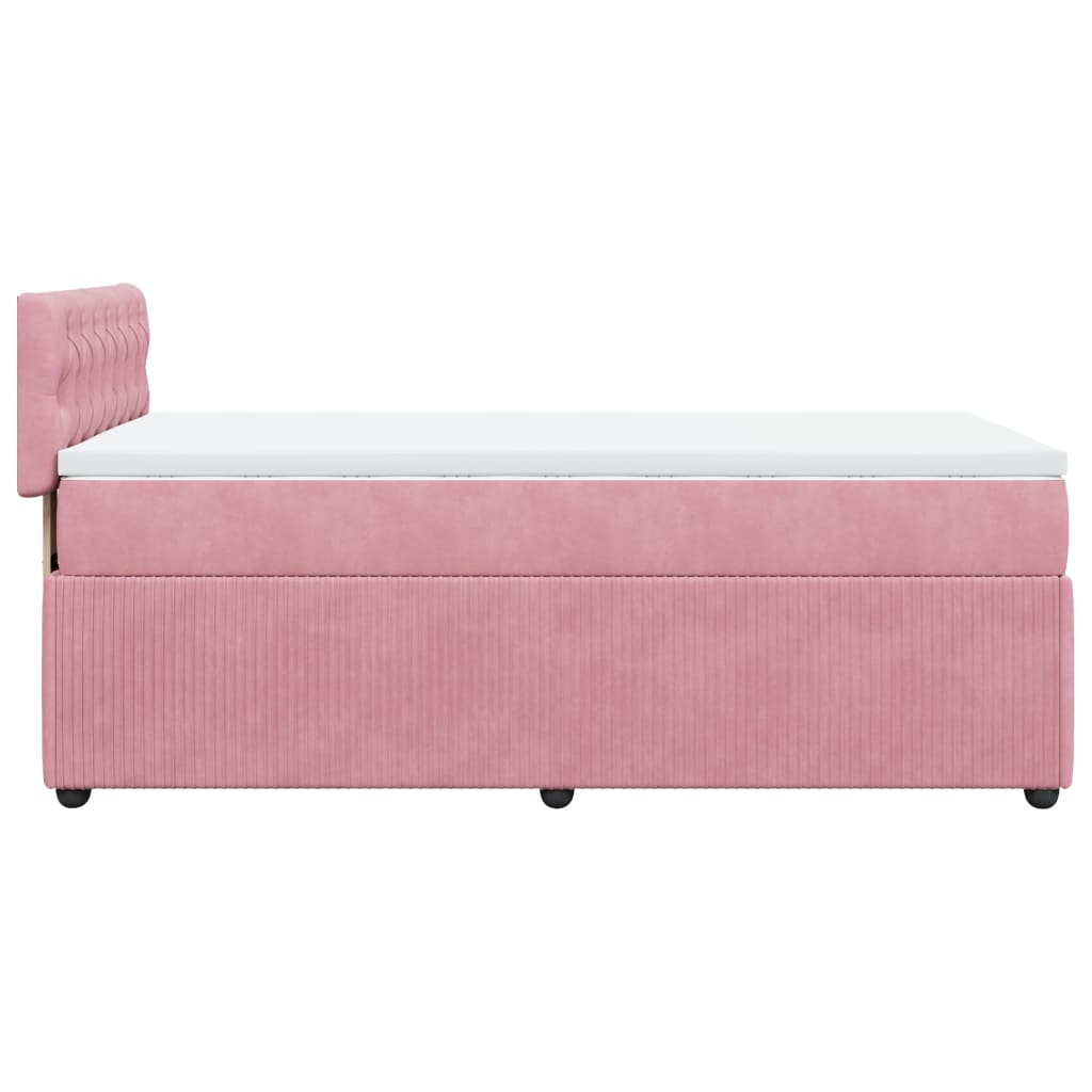 vidaXL Cama box spring con colchón terciopelo rosa 80x200 cm