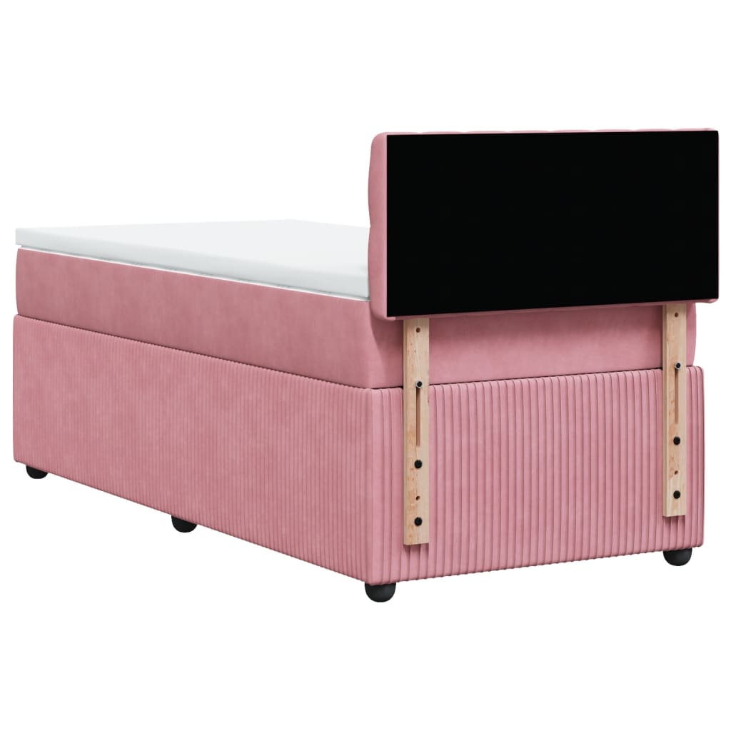 vidaXL Cama box spring con colchón terciopelo rosa 80x200 cm