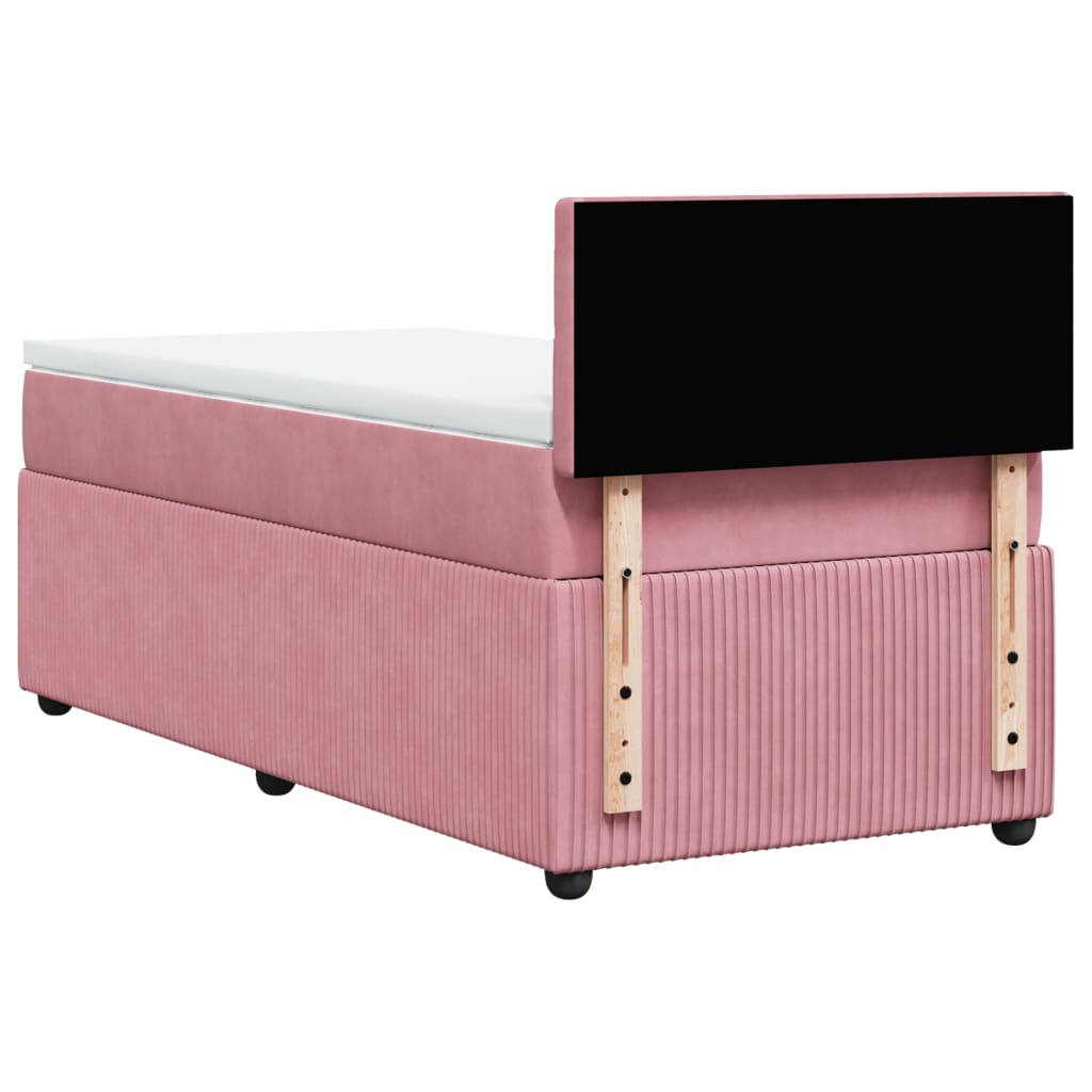 vidaXL Cama box spring con colchón terciopelo rosa 90x200 cm