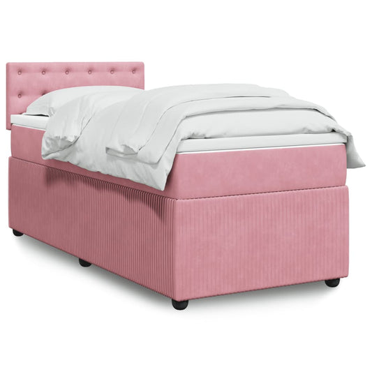 vidaXL Cama box spring con colchón terciopelo rosa 90x200 cm