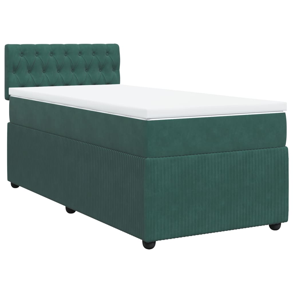 vidaXL Cama box spring con colchón terciopelo verde oscuro 100x200 cm