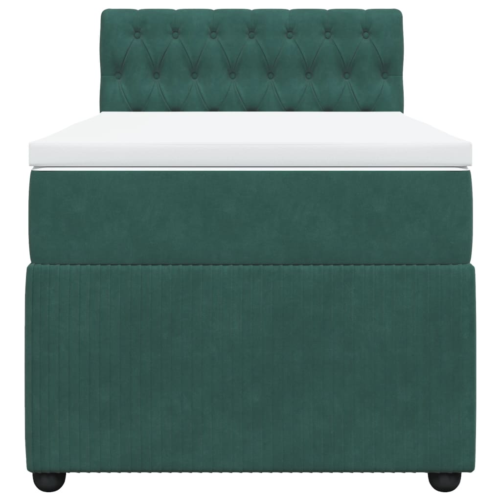 vidaXL Cama box spring con colchón terciopelo verde oscuro 100x200 cm