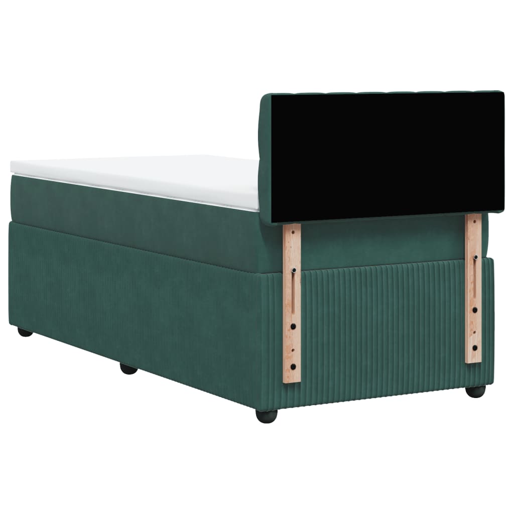 vidaXL Cama box spring con colchón terciopelo verde oscuro 100x200 cm