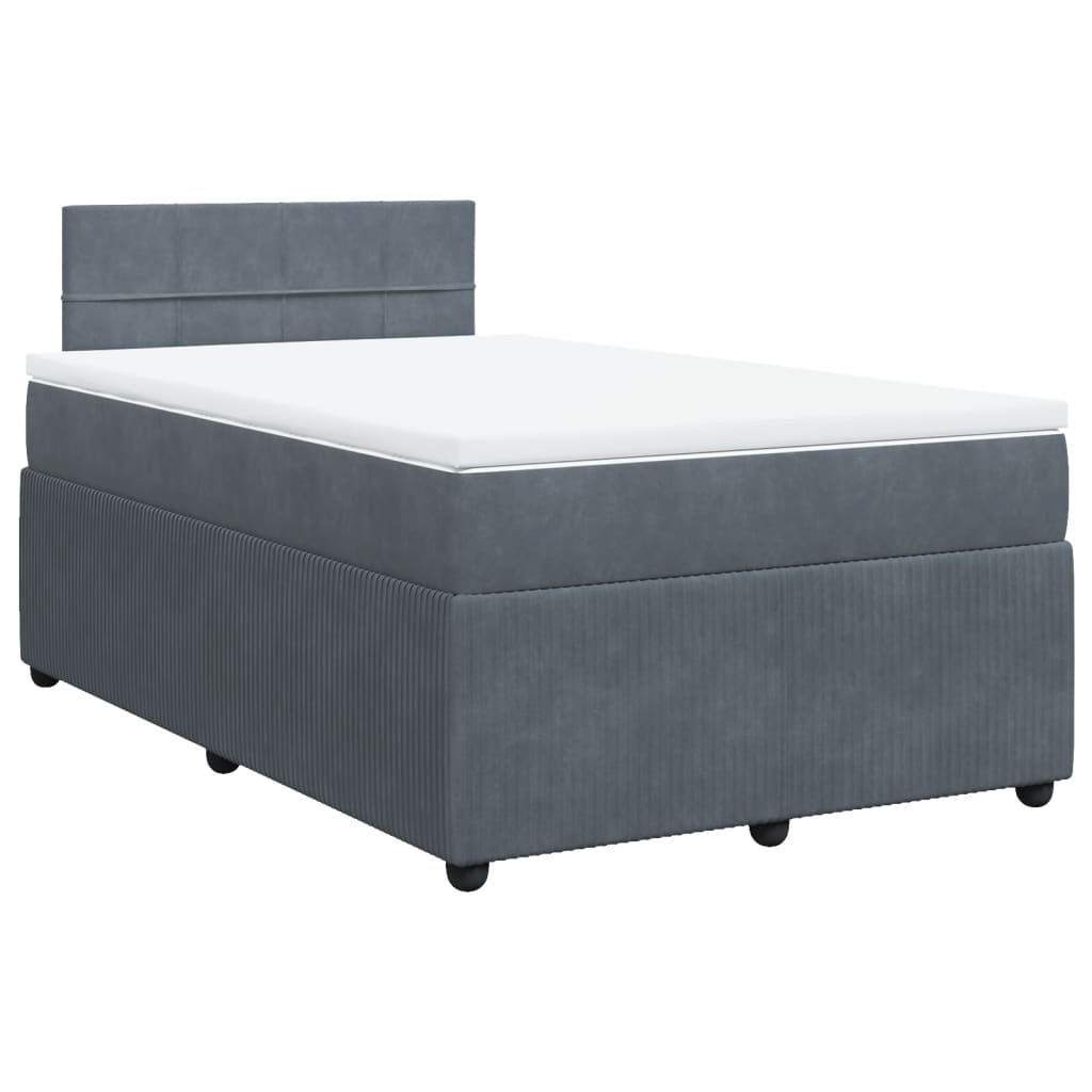 vidaXL Cama box spring con colchón terciopelo gris oscuro 120x190 cm