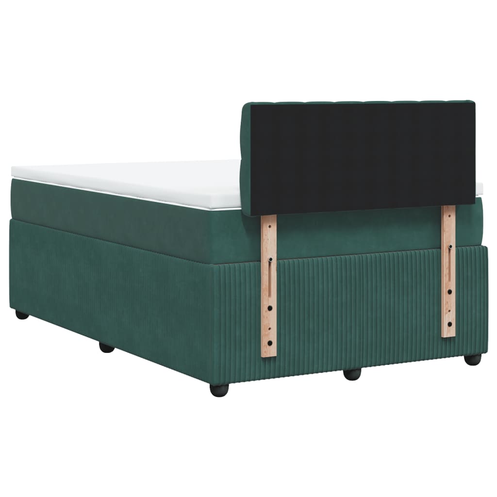 vidaXL Cama box spring con colchón terciopelo verde oscuro 120x200 cm