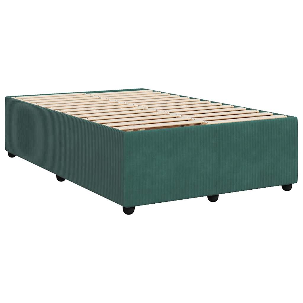 vidaXL Cama box spring con colchón terciopelo verde oscuro 120x200 cm