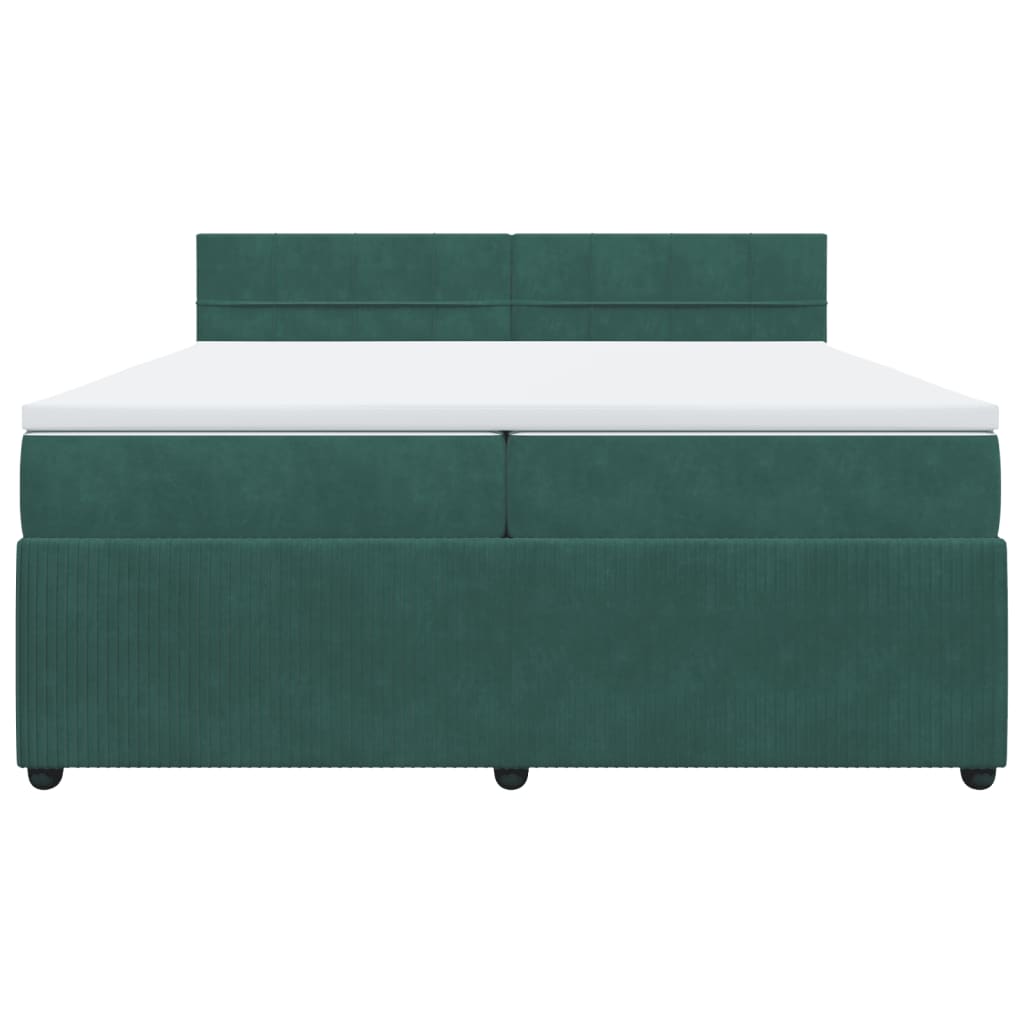 vidaXL Cama box spring con colchón terciopelo verde oscuro 200x200 cm