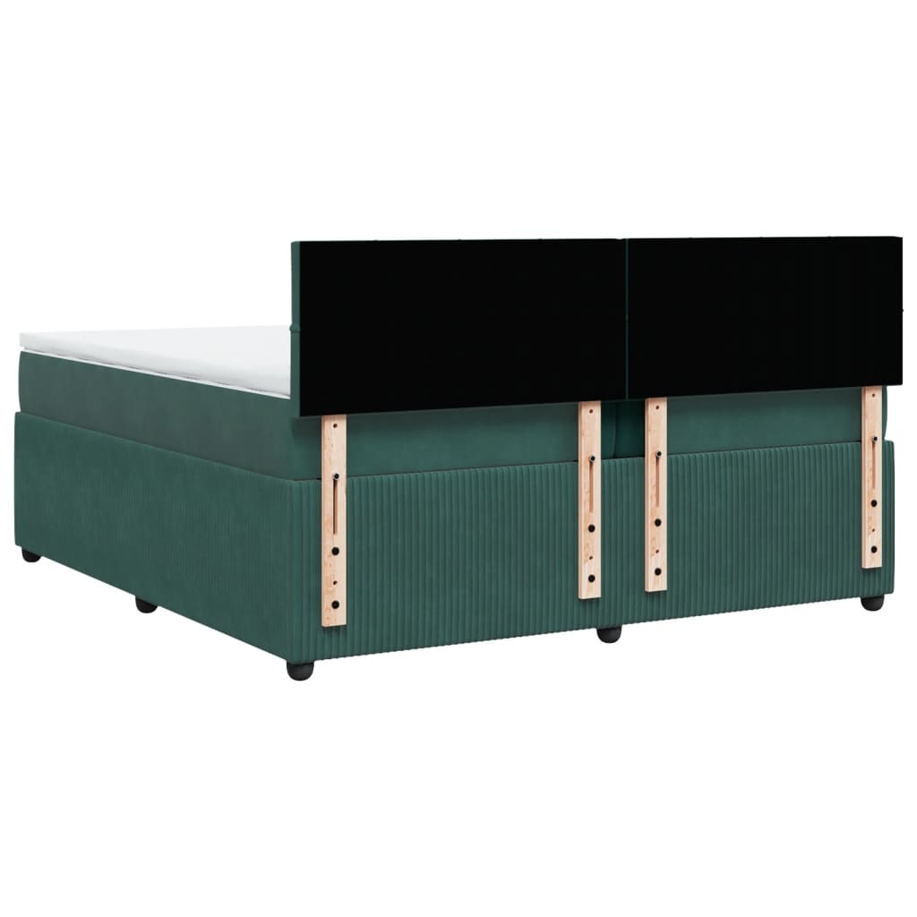 vidaXL Cama box spring con colchón terciopelo verde oscuro 200x200 cm