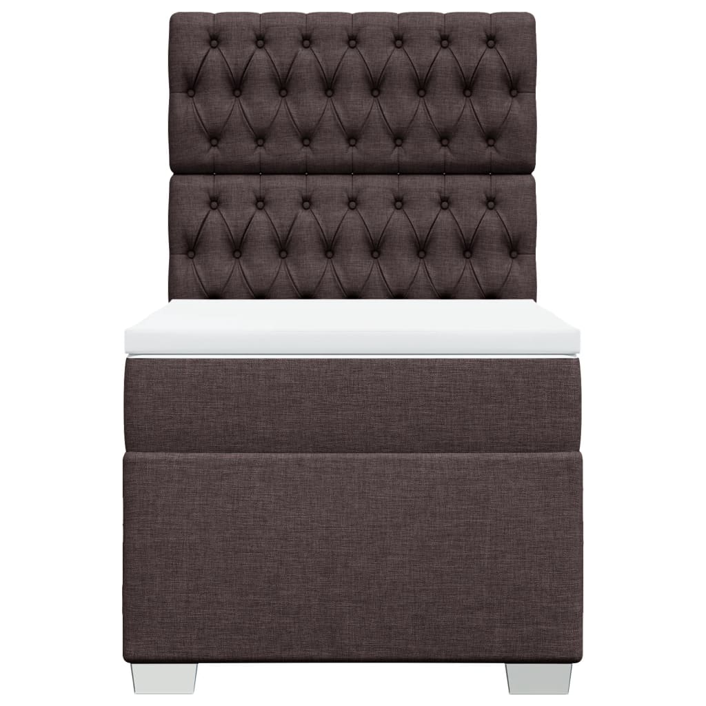 vidaXL Cama box spring con colchón tela marrón oscuro 80x200 cm