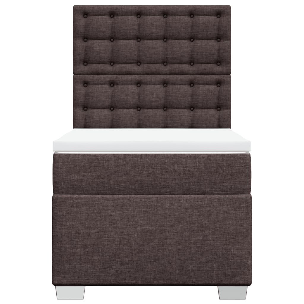 vidaXL Cama box spring con colchón tela marrón oscuro 80x200 cm