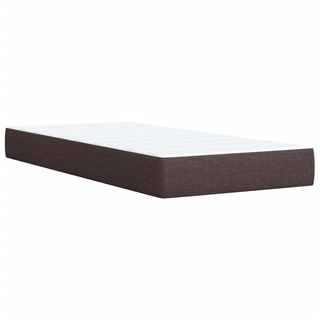 vidaXL Cama box spring con colchón tela marrón oscuro 90x200 cm