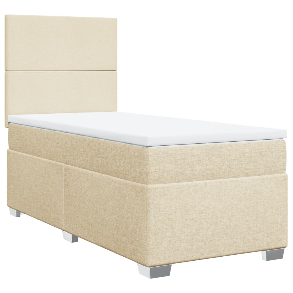 vidaXL Cama box spring con colchón tela color crema 90x200 cm