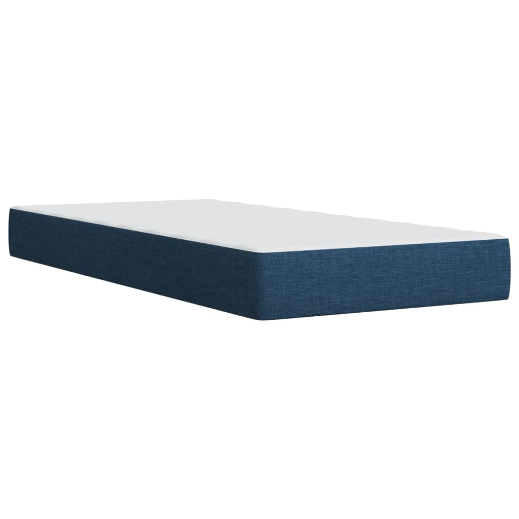 vidaXL Cama box spring con colchón tela azul 90x200 cm