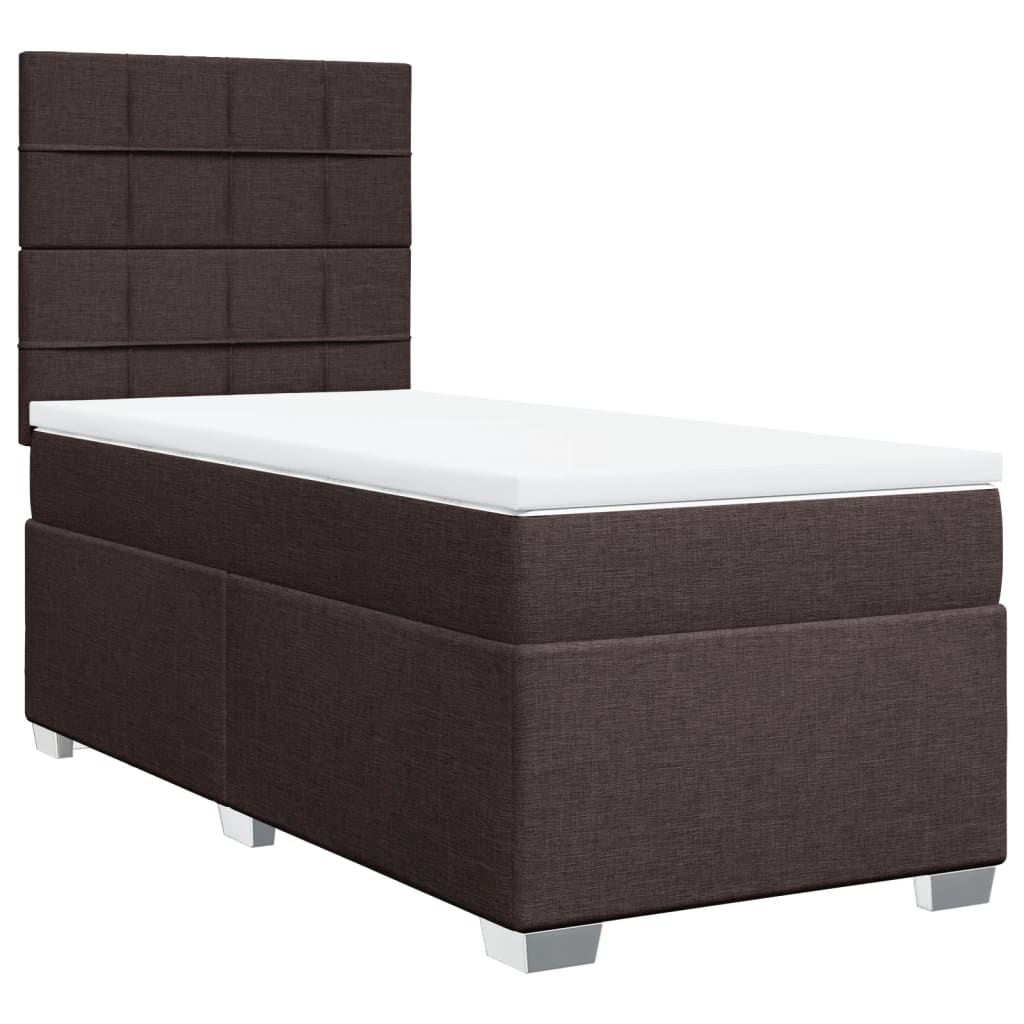 vidaXL Cama box spring con colchón tela marrón oscuro 90x200 cm