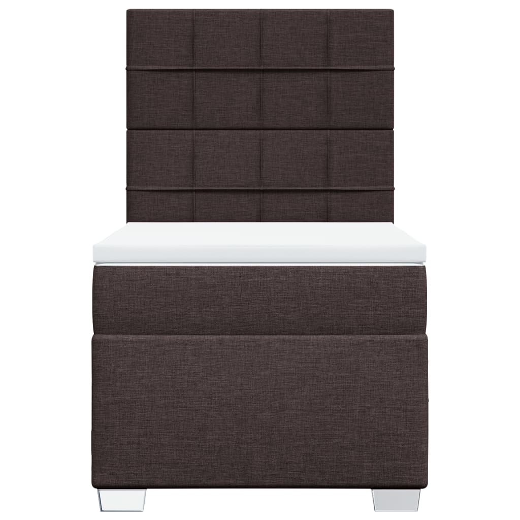 vidaXL Cama box spring con colchón tela marrón oscuro 90x200 cm