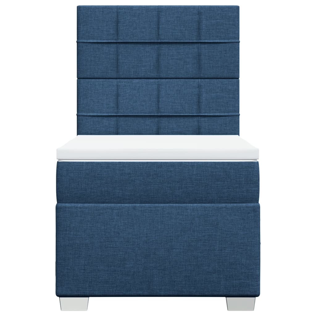 vidaXL Cama box spring con colchón tela azul 90x200 cm