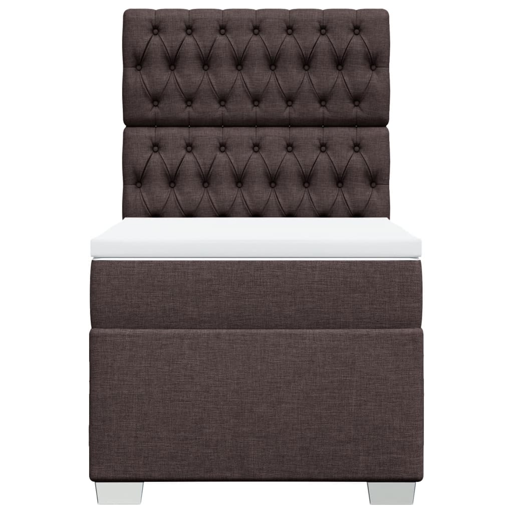 vidaXL Cama box spring con colchón tela marrón oscuro 90x200 cm