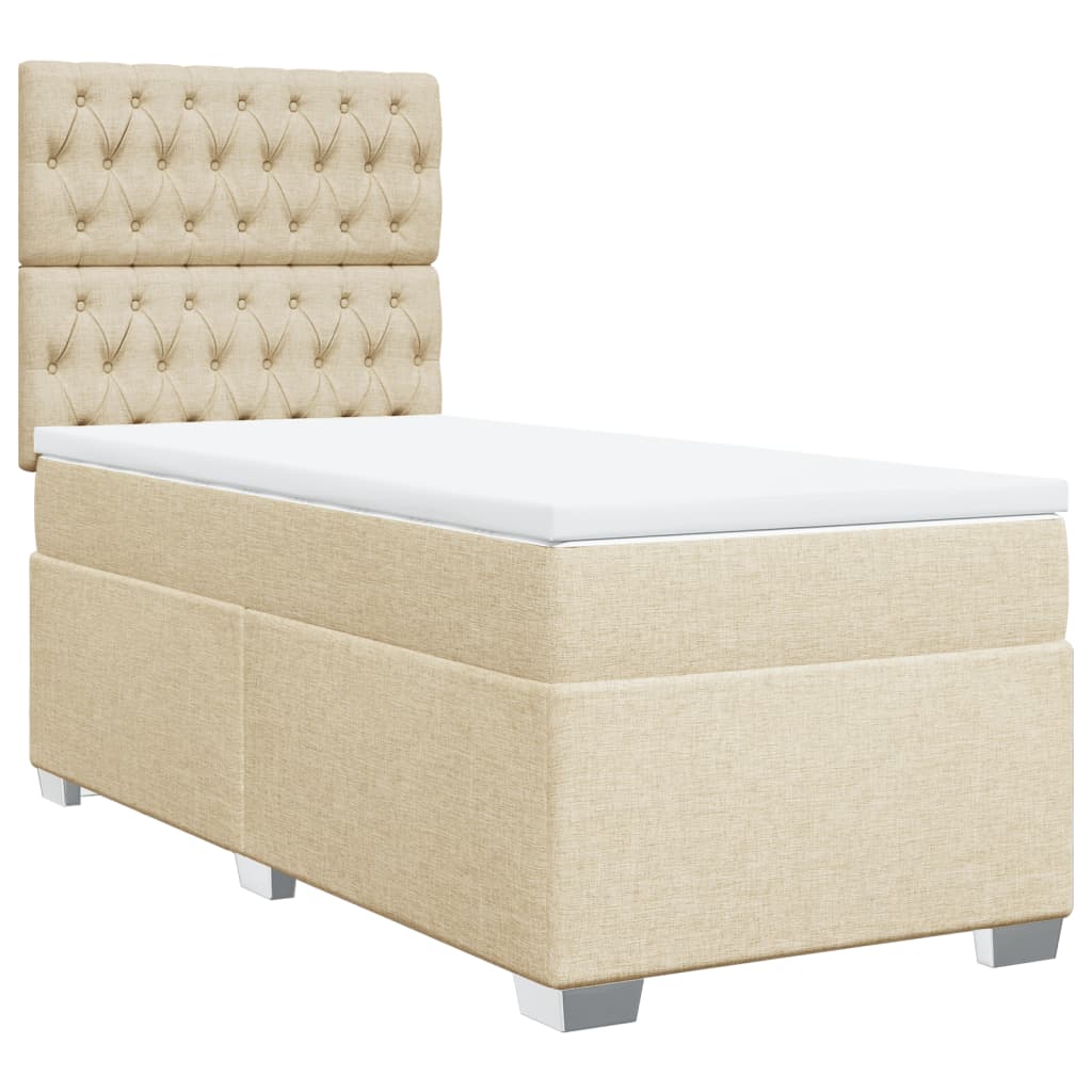 vidaXL Cama box spring con colchón tela color crema 90x200 cm