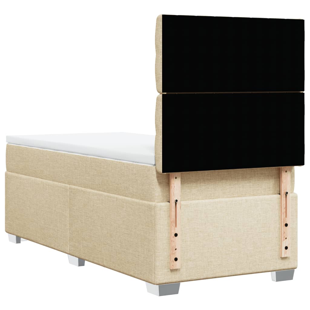 vidaXL Cama box spring con colchón tela color crema 90x200 cm