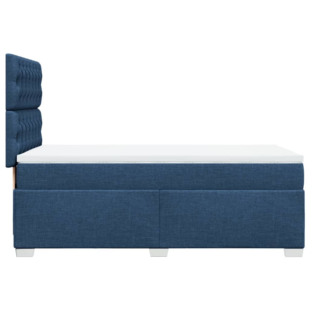 vidaXL Cama box spring con colchón tela azul 90x200 cm