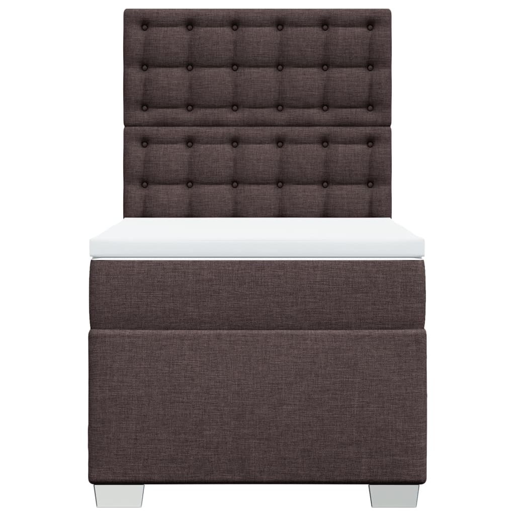 vidaXL Cama box spring con colchón tela marrón oscuro 90x200 cm