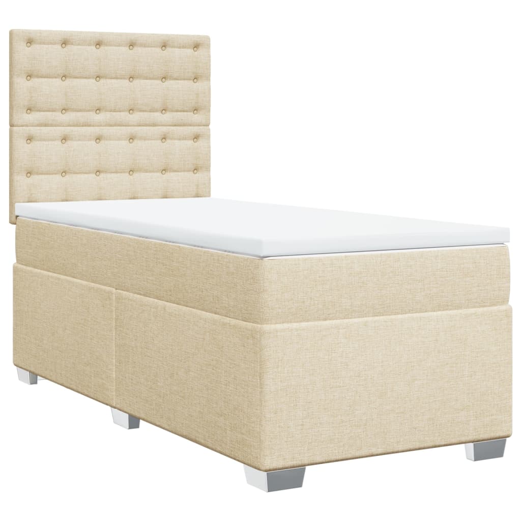 vidaXL Cama box spring con colchón tela color crema 90x200 cm