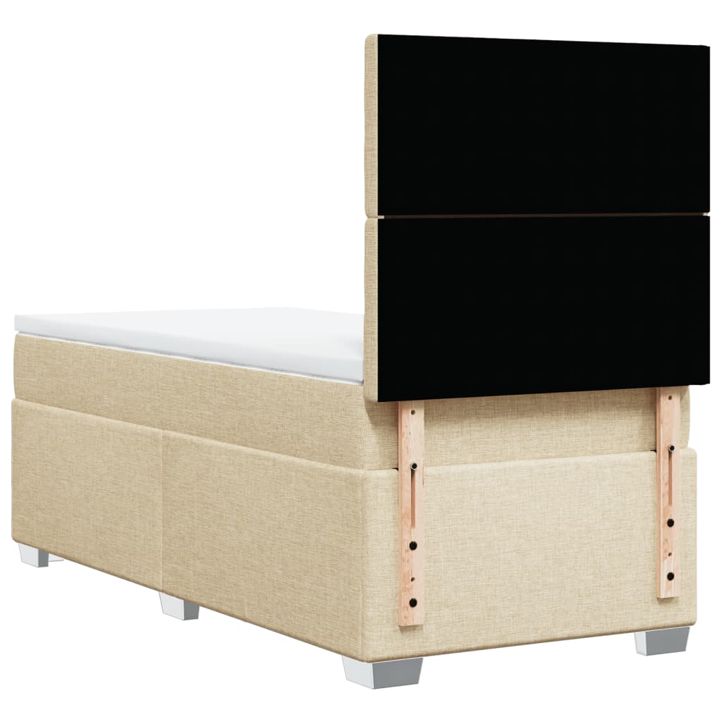 vidaXL Cama box spring con colchón tela color crema 90x200 cm