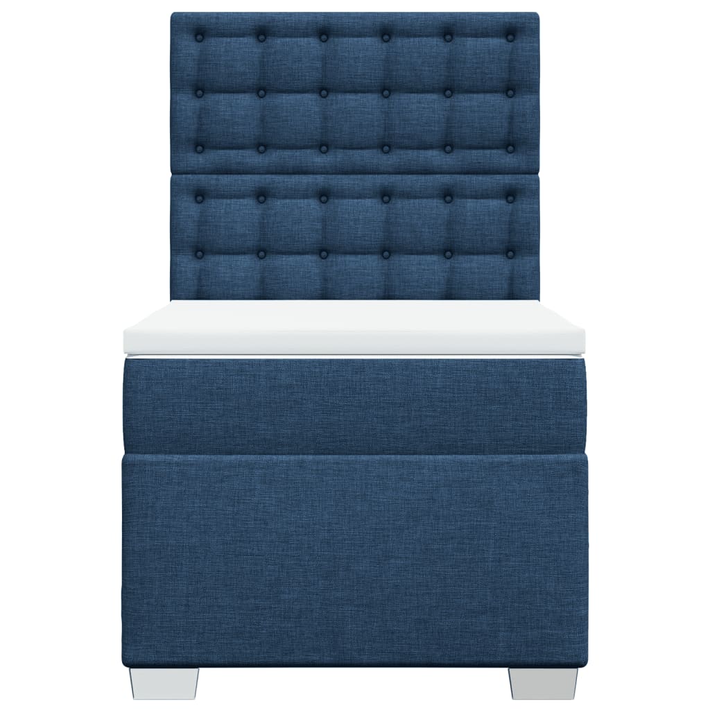 vidaXL Cama box spring con colchón tela azul 90x200 cm