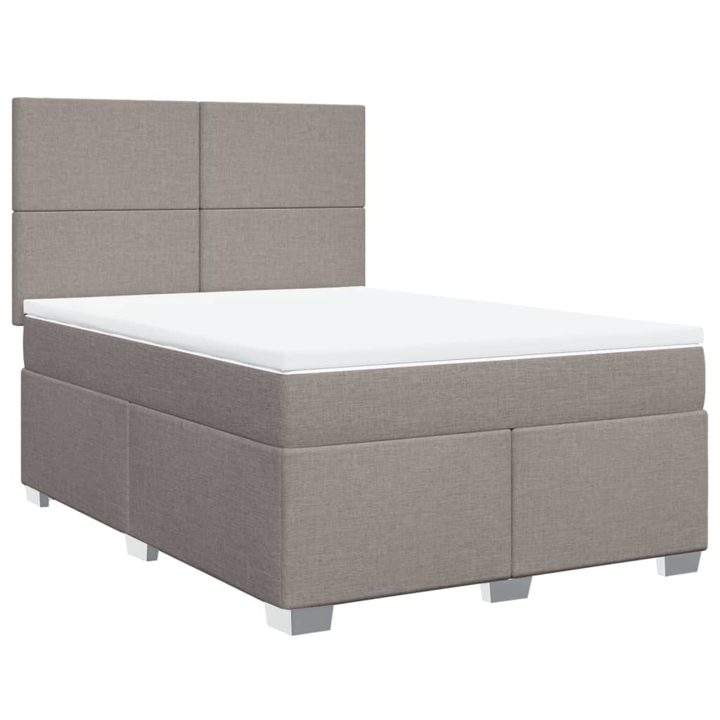 vidaXL Cama box spring con colchón tela gris taupe 140x190 cm