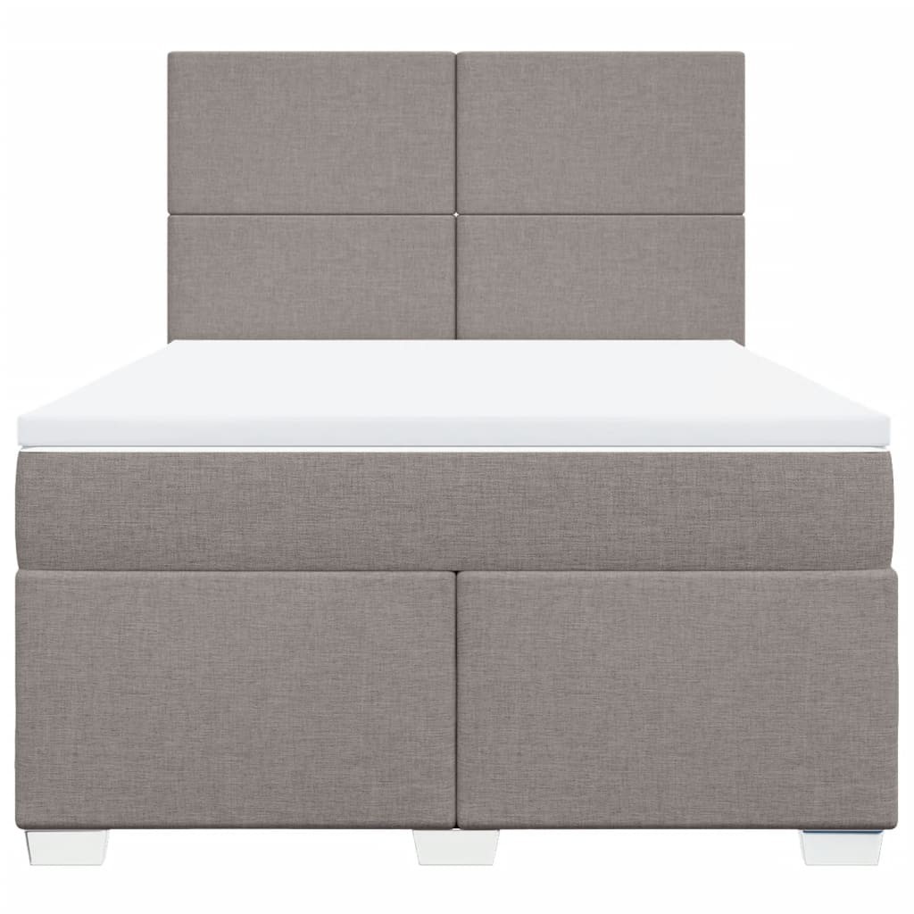 vidaXL Cama box spring con colchón tela gris taupe 140x190 cm