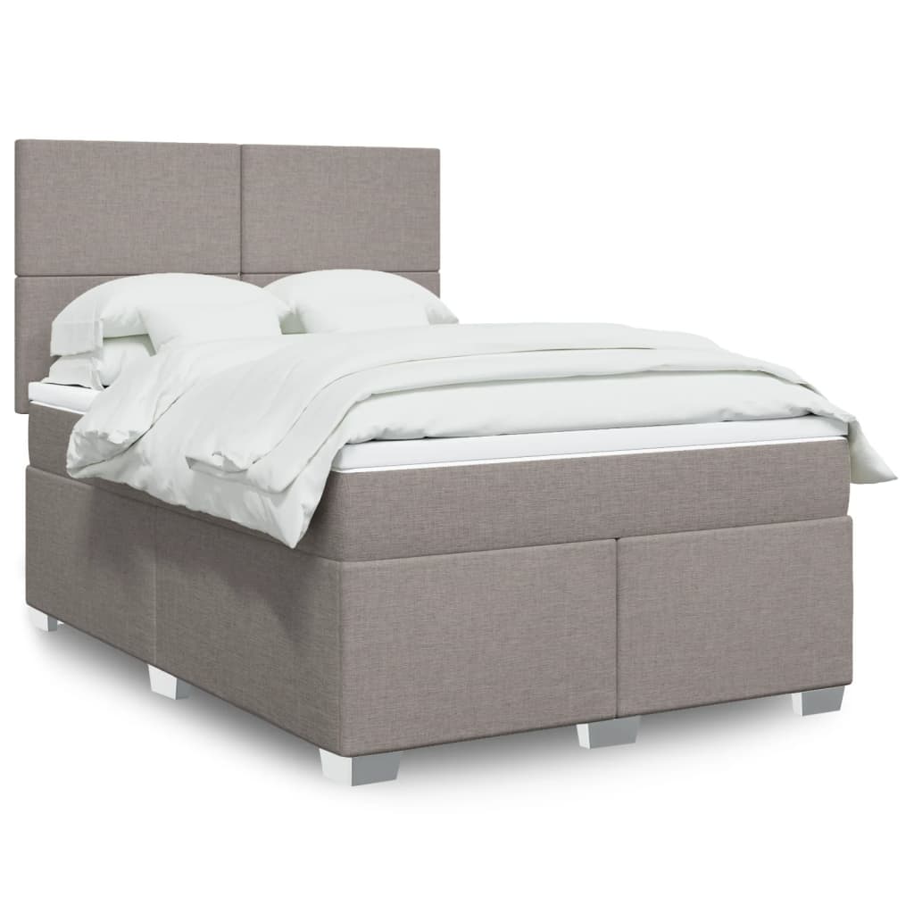 vidaXL Cama box spring con colchón tela gris taupe 140x190 cm