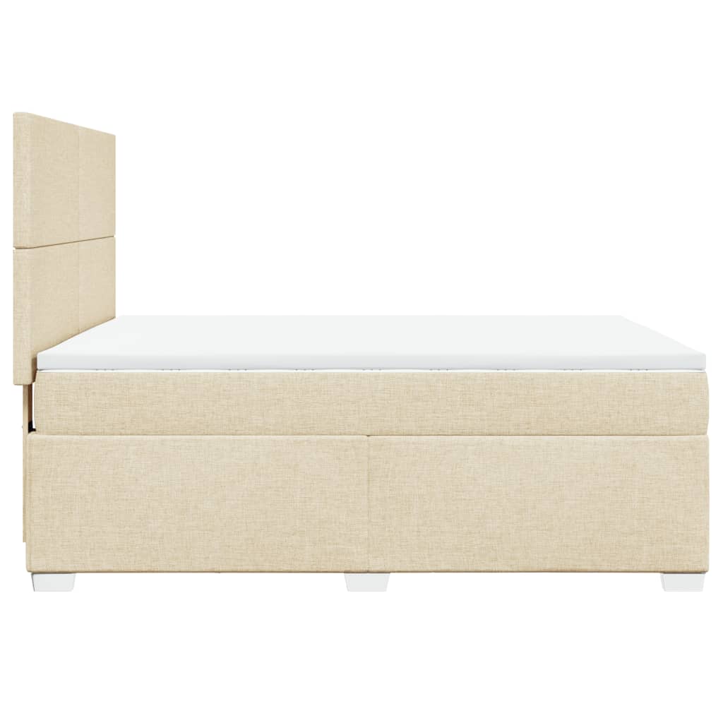 vidaXL Cama box spring con colchón tela color crema 140x200 cm