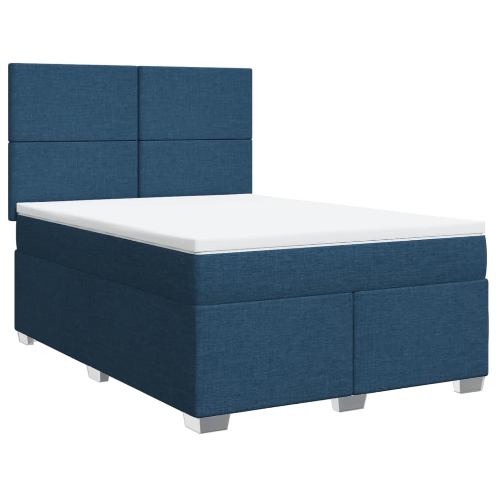 vidaXL Cama box spring con colchón tela azul 140x200 cm