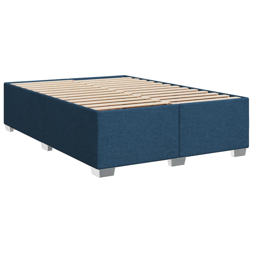 vidaXL Cama box spring con colchón tela azul 140x200 cm