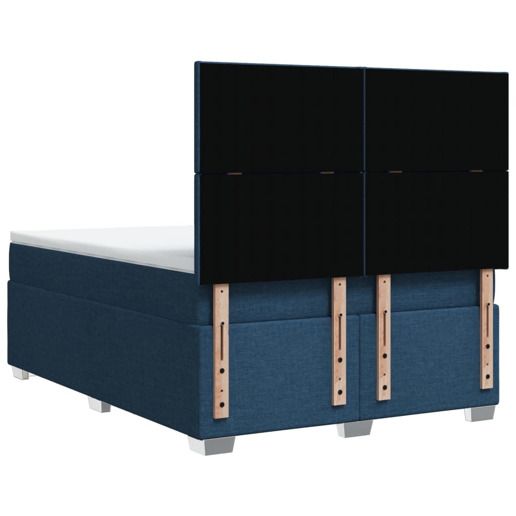 vidaXL Cama box spring con colchón tela azul 140x200 cm