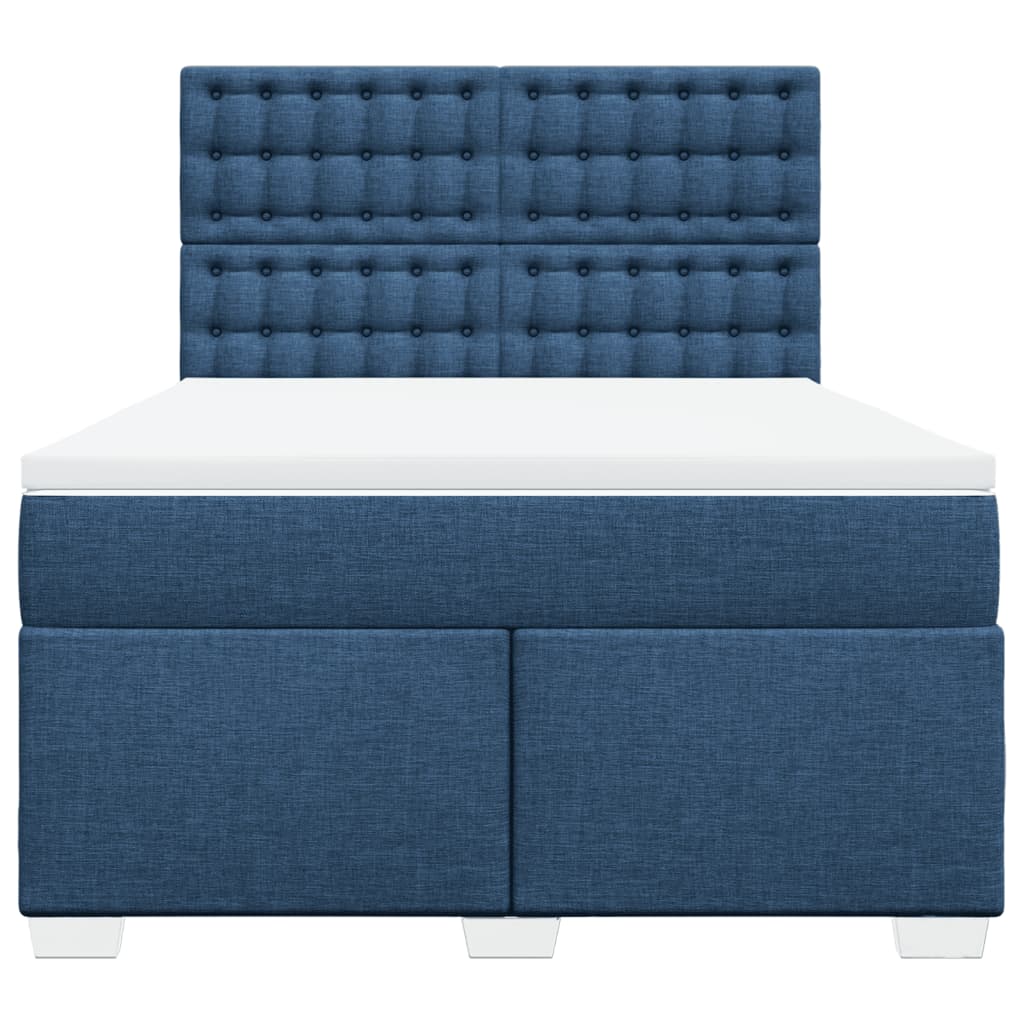 vidaXL Cama box spring con colchón tela azul 140x200 cm