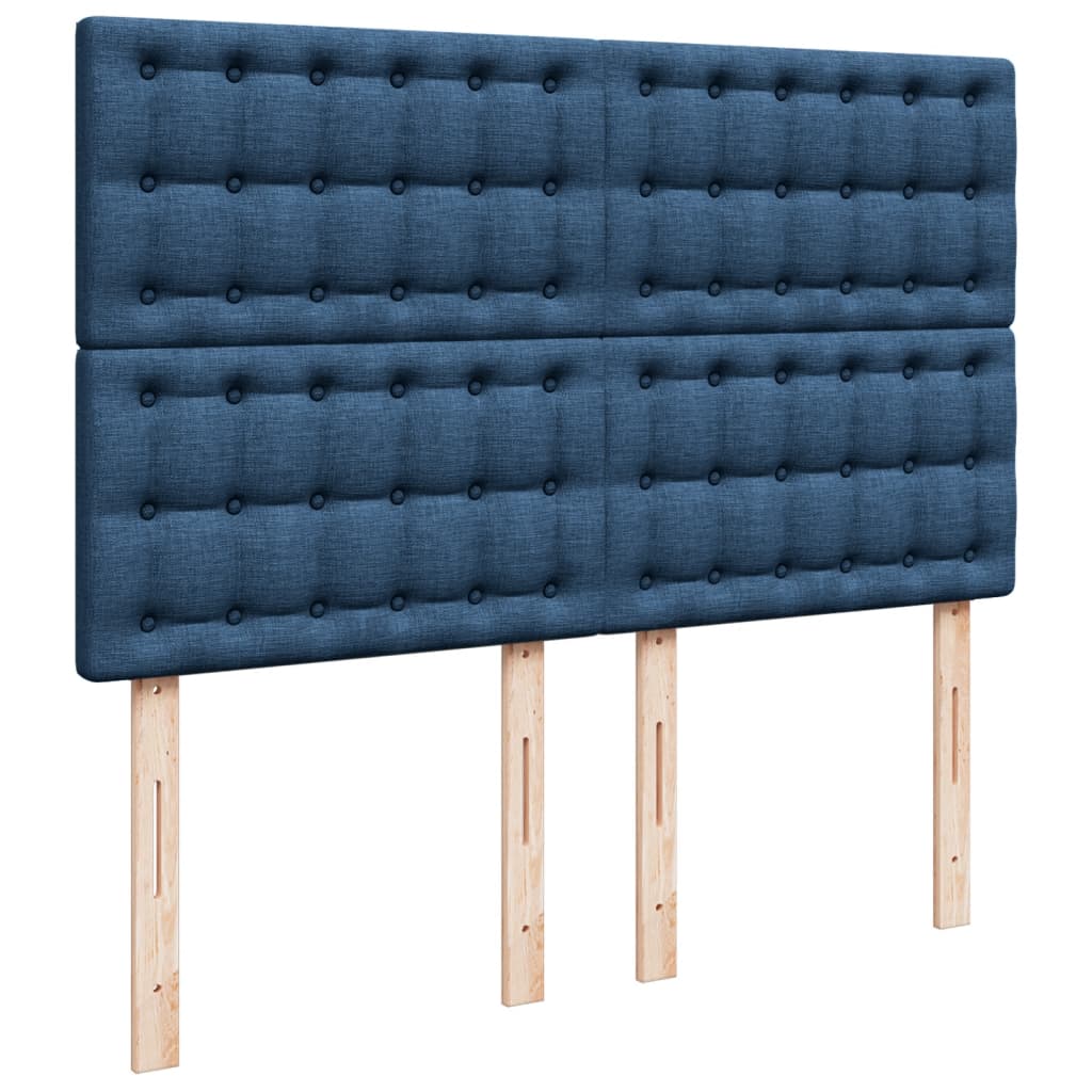 vidaXL Cama box spring con colchón tela azul 140x200 cm