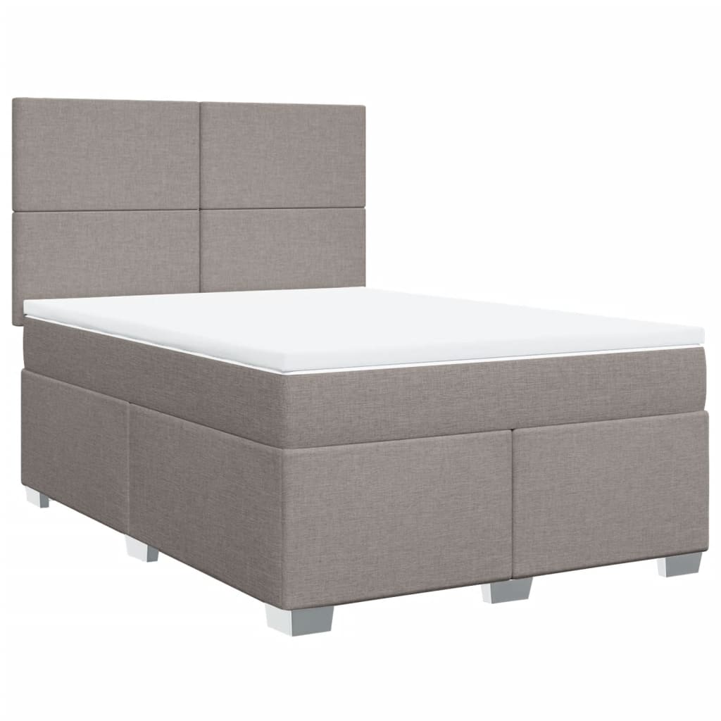 vidaXL Cama box spring con colchón tela gris taupe 160x200 cm