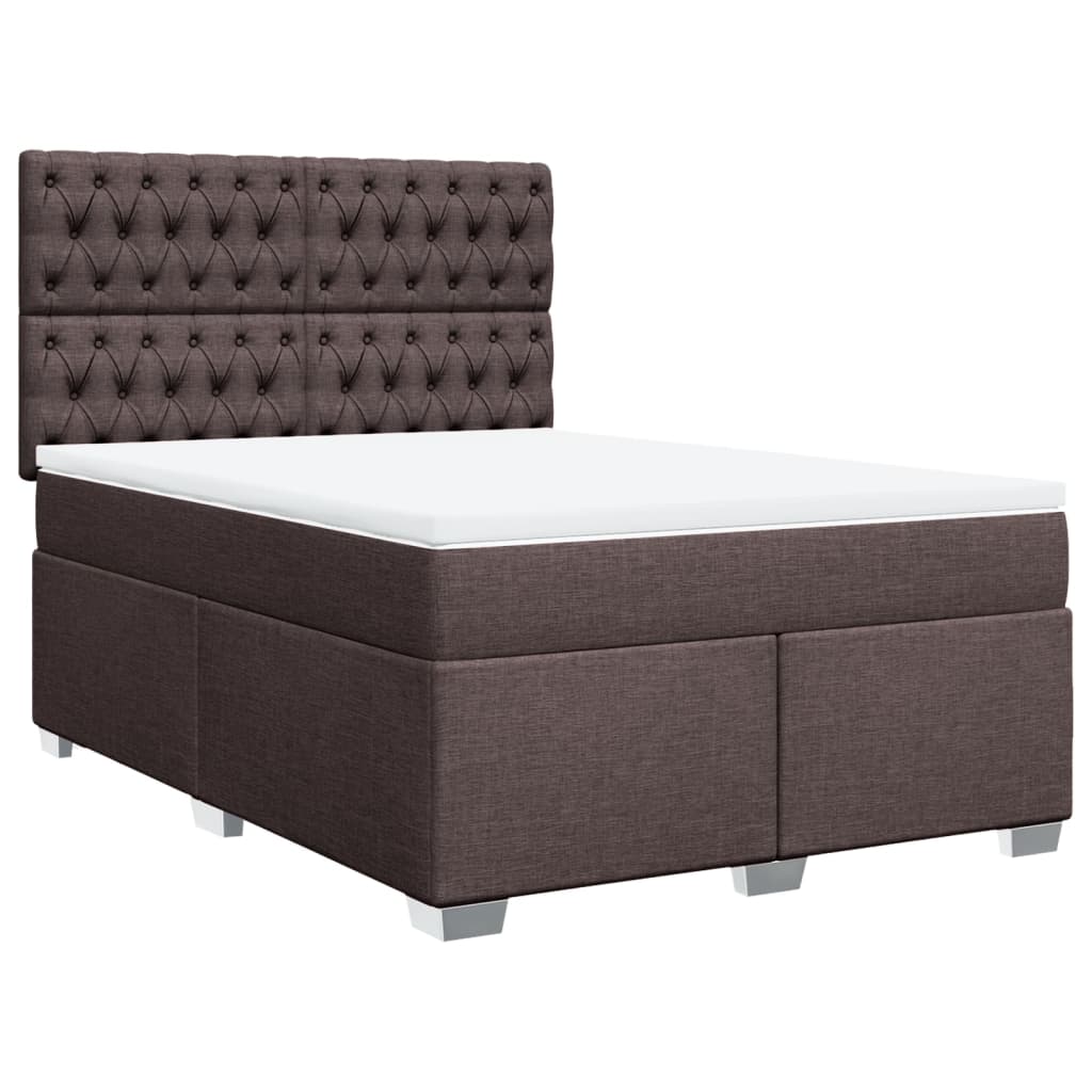 vidaXL Cama box spring con colchón tela marrón oscuro 160x200 cm