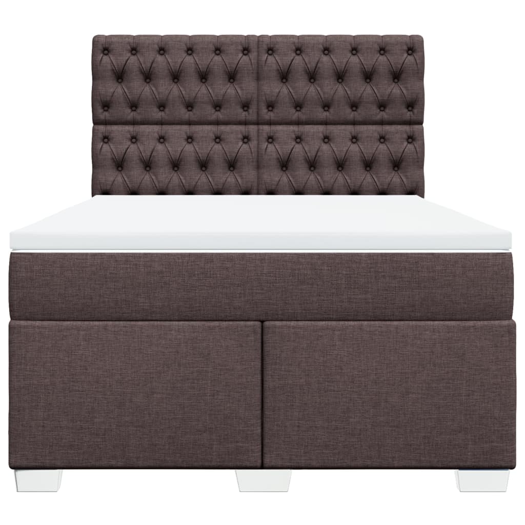 vidaXL Cama box spring con colchón tela marrón oscuro 160x200 cm