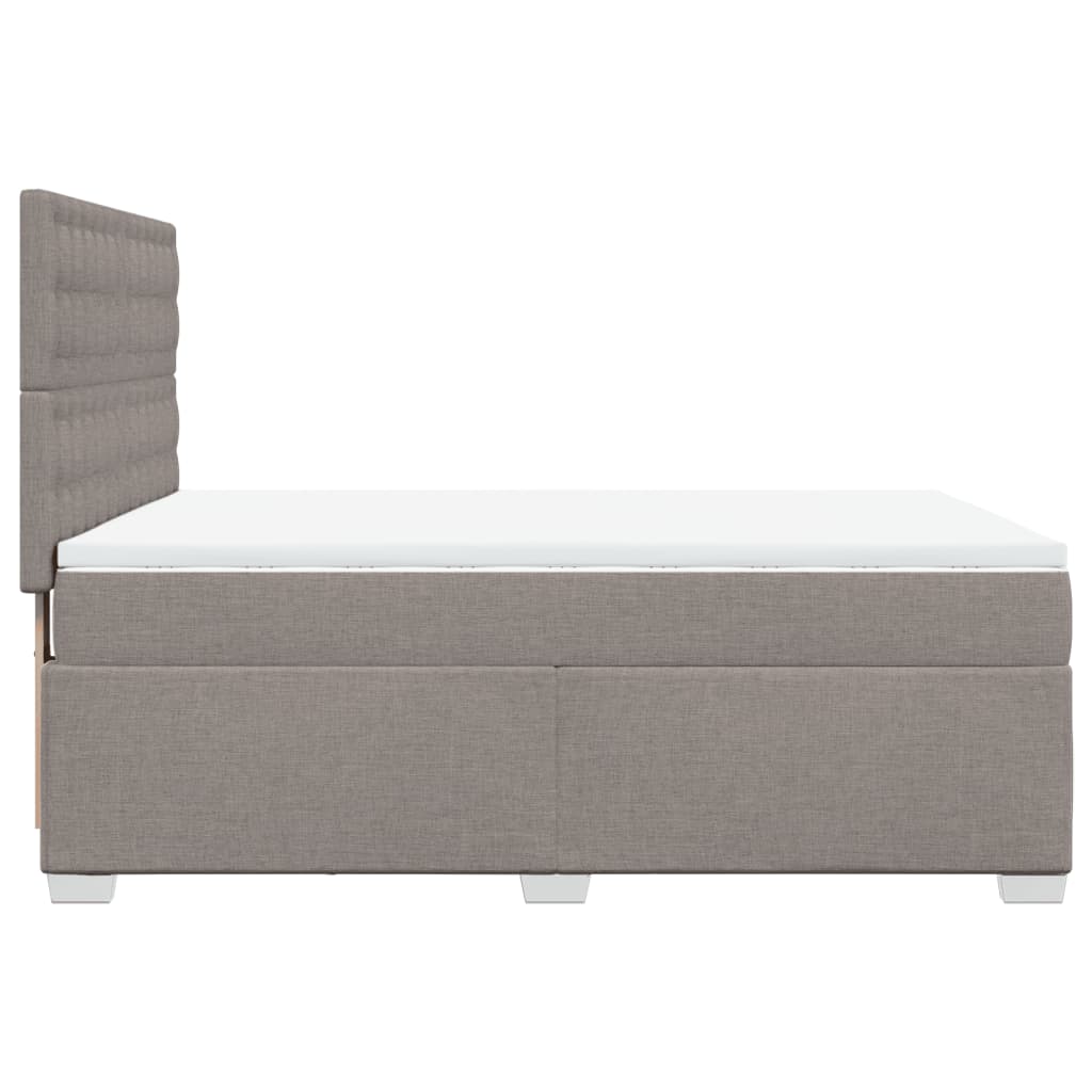 vidaXL Cama box spring con colchón tela gris taupe 160x200 cm