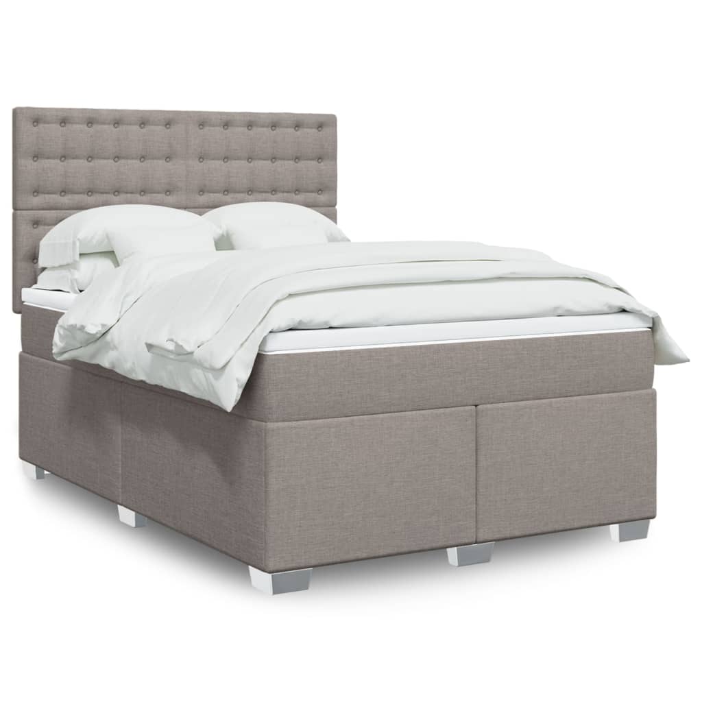 vidaXL Cama box spring con colchón tela gris taupe 160x200 cm