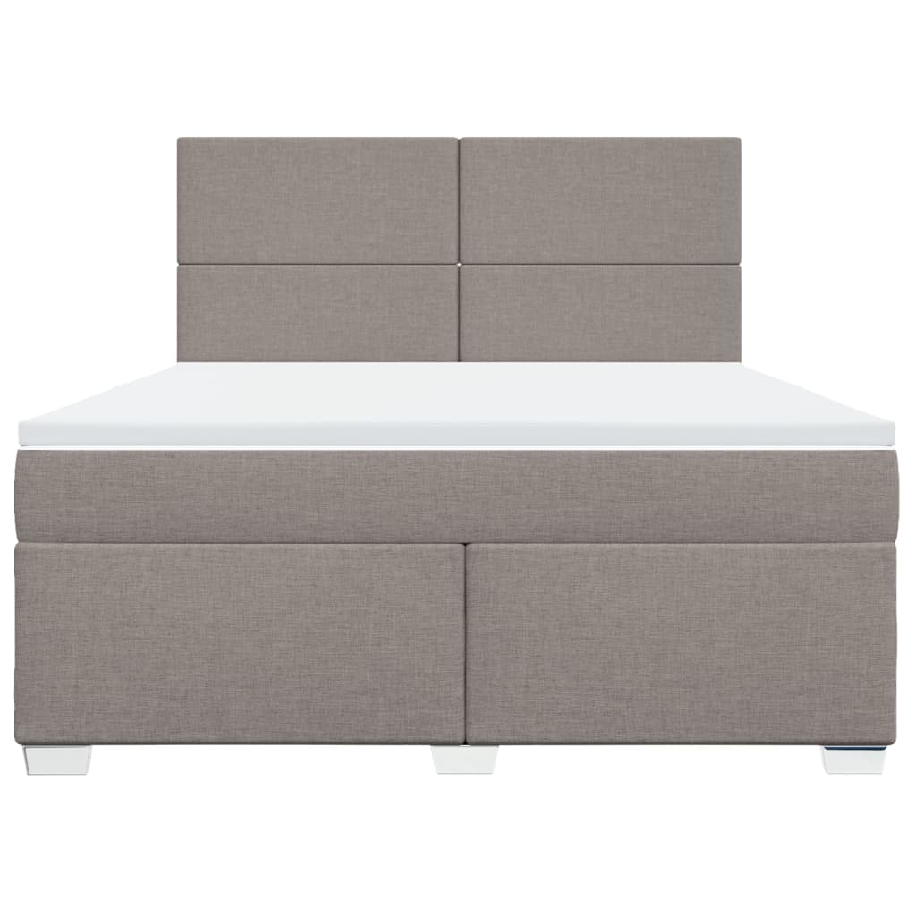 vidaXL Cama box spring con colchón tela gris taupe 180x200 cm