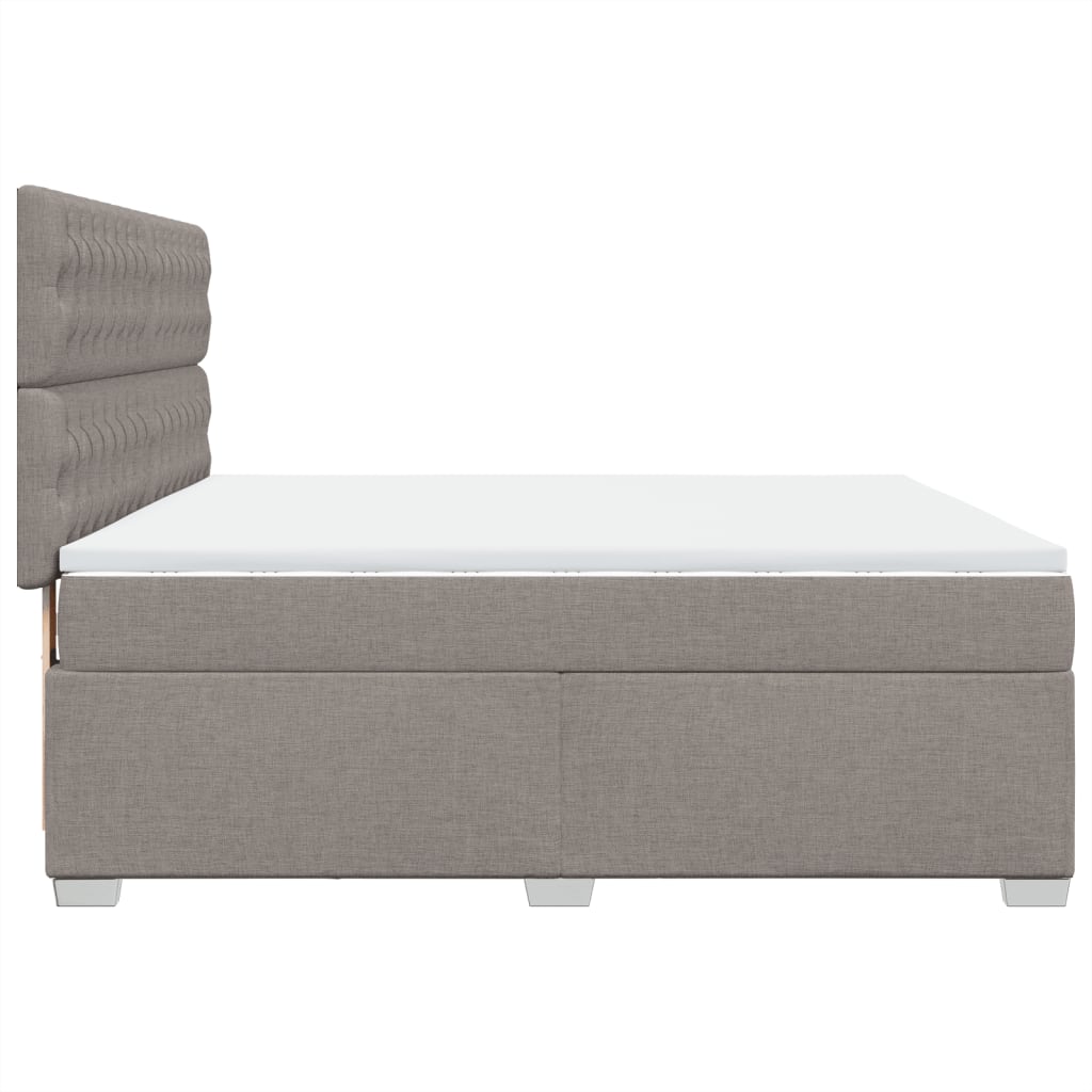 vidaXL Cama box spring con colchón tela gris taupe 180x200 cm